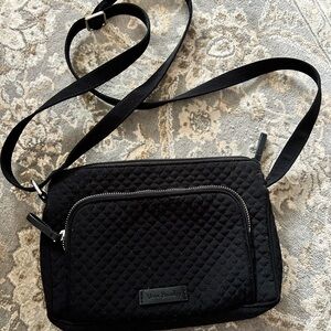Vera Bradley Black Quilted Crossbody with Front Zip Pocket